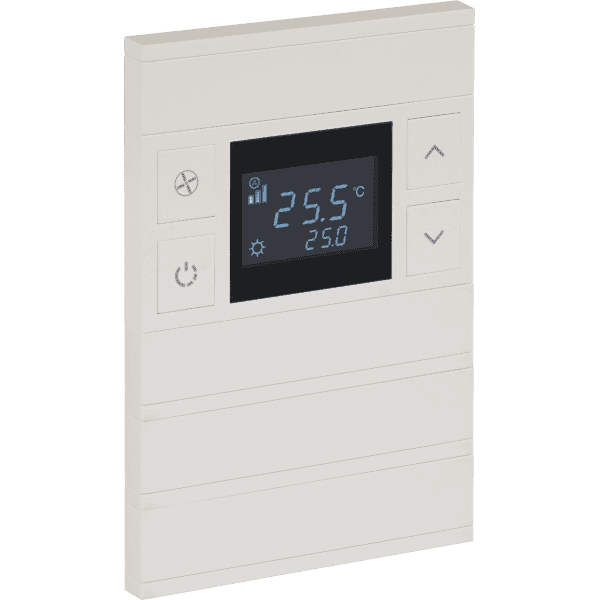 oria-glass-thermostat-switch-4-fold-pearl-white-black-glass-no-status.png KNX Room Thermostat 4-Button Oria White INT-OT4-020100 — EAE - imagine 1