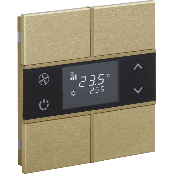 rosa-2-fold-gold-thermostat-and-switch-status-no-icon.png KNX Room Thermostat 2-Button Rosa Metal Gold INT-RMT2-0601B0 — EAE - imagine 1