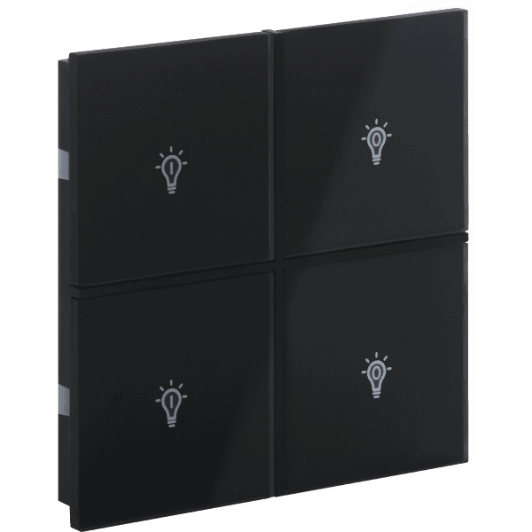 rosa-glass-2-fold-black-switch-status-icon.png KNX Glass Push Button 2-Button Rosa Crystal Black INT-RCST2-0100B1 — EAE - imagine 1