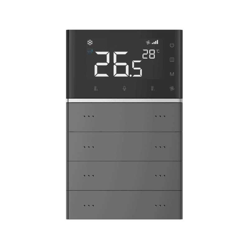 Termostat KNX T10S 8 Taste cu Display Gri Metal KNX LY/KW0308T10ST EN METAL GREY CURVED Letour