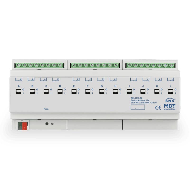 AKI-1216.04-square-800 KNX Switch Actuator 12-channel 12SU MDRC 20A C-load KNX AKI-1216.04 MDT