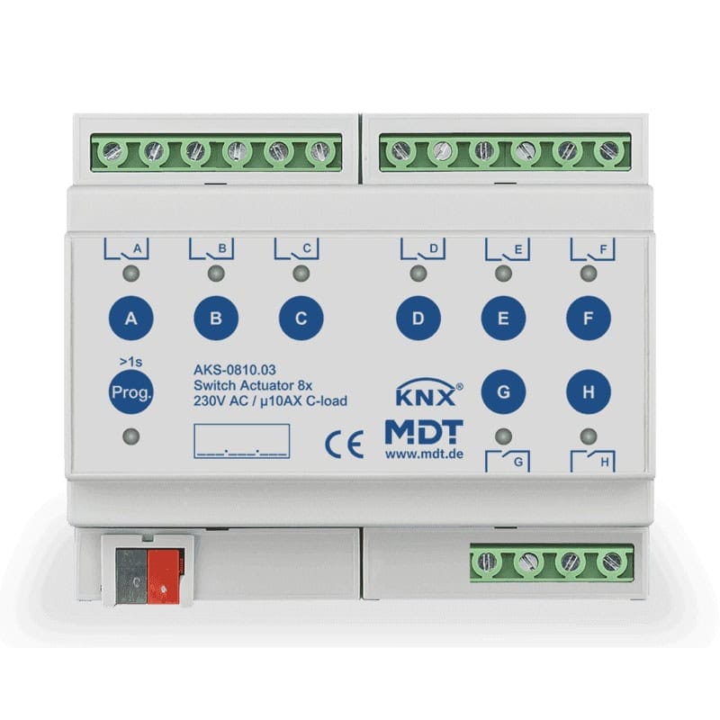 AKS-0810.03-square-800 KNX Switch Actuator 8-channel 6SU MDRC 10A C-load KNX AKS-0810.03 MDT