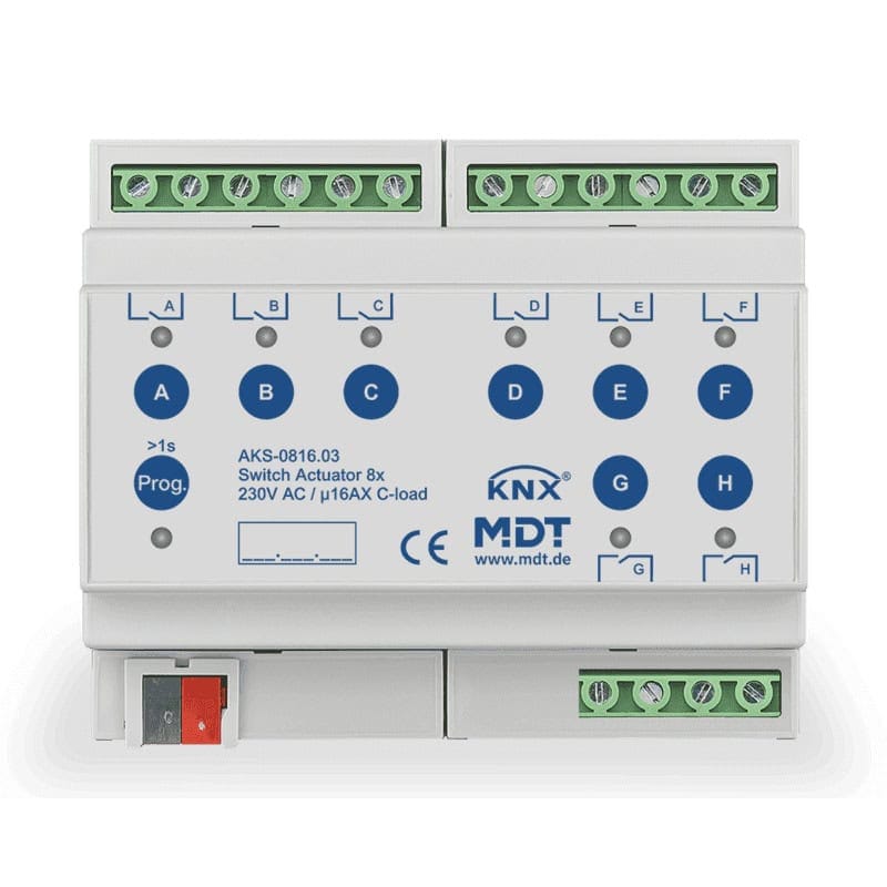 AKS-0816.03-square-800 KNX Switch Actuator 8-channel 6SU MDRC 16A C-load KNX AKS-0816.03 MDT