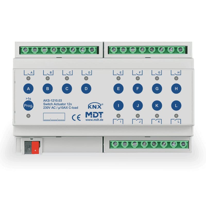 AKS-1210.03-square-800 KNX Switch Actuator 12-channel 8SU MDRC 10A C-load KNX AKS-1210.03 MDT