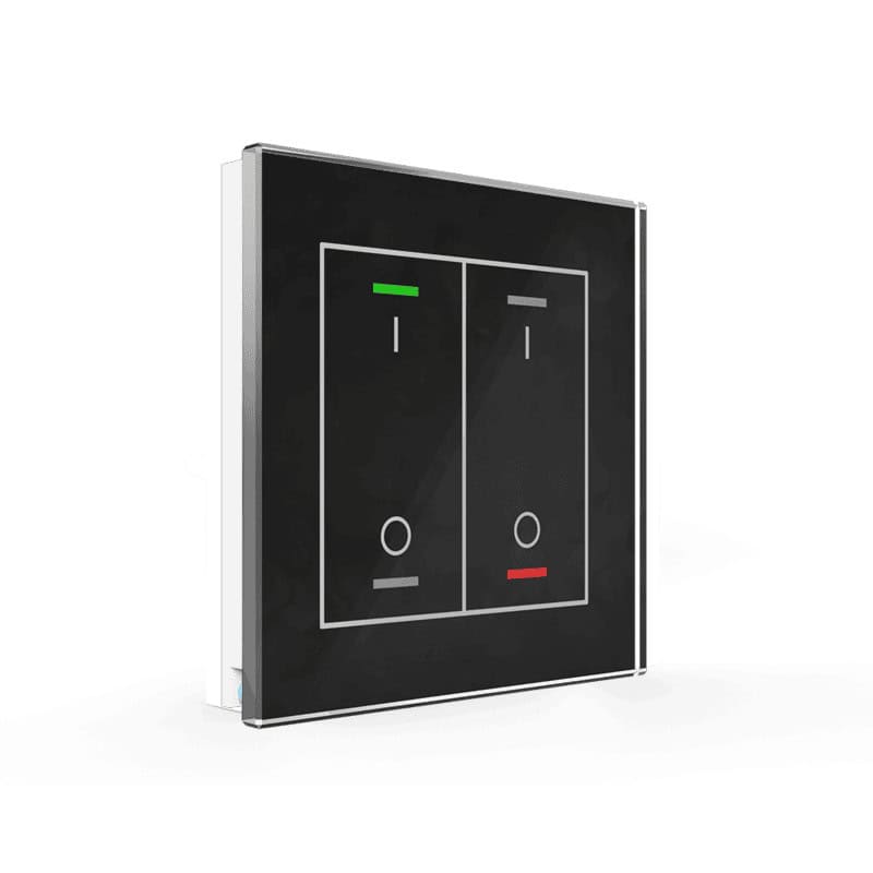 BE-GTL2TS.B1-square-800 KNX Glass Push Button II Light 2 gang RGBW Switch Black with Temperature Sensor KNX BE-GTL2TS.B1 MDT
