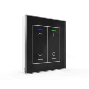 KNX Glass Push Button II Light 2 gang RGBW Blinds+Switch Black with Temperature Sensor KNX BE-GTL2TS.C1 MDT