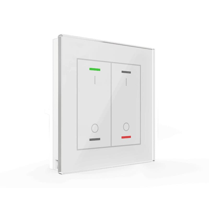 BE-GTL2TW.B1-square-800 KNX Glass Push Button II Light 2 gang RGBW Switch White with Temperature Sensor KNX BE-GTL2TW.B1 MDT