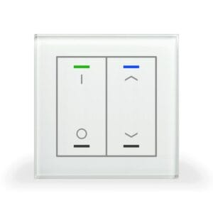 KNX Glass Push Button II Light 2 gang RGBW Switch+Blinds White with Temperature Sensor KNX BE-GTL2TW.D1 MDT