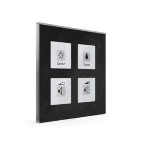 KNX Glass Push Button Plus 4 gang Black with Temperature Sensor KNX BE-GTT4S.01 MDT