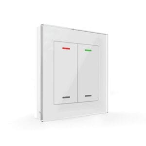 Glass Push Button II Light 2-Gang RGBW Neutral with Temperature Sensor – White (KNX Secure) KNX GTL-2T0W.02S MDT