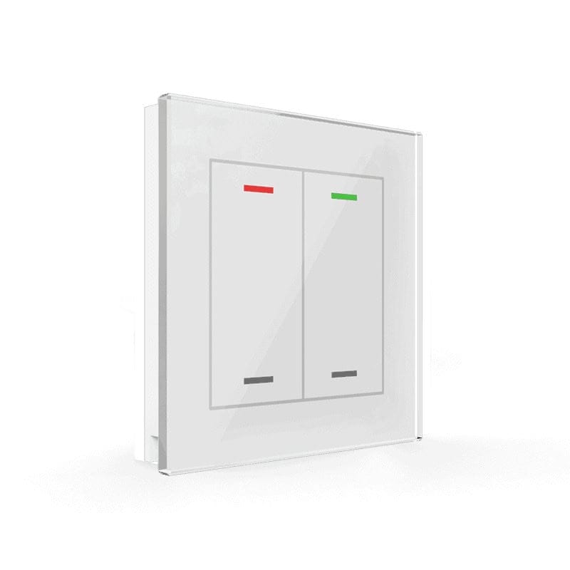GTL-2TBW.02S-square-800 GTL-2TBW.02S KNX Glass Push Button II Light – 2-Gang, RGBW, Switch, Temperature Sensor, White, Secure KNX GTL-2TBW.02S MDT