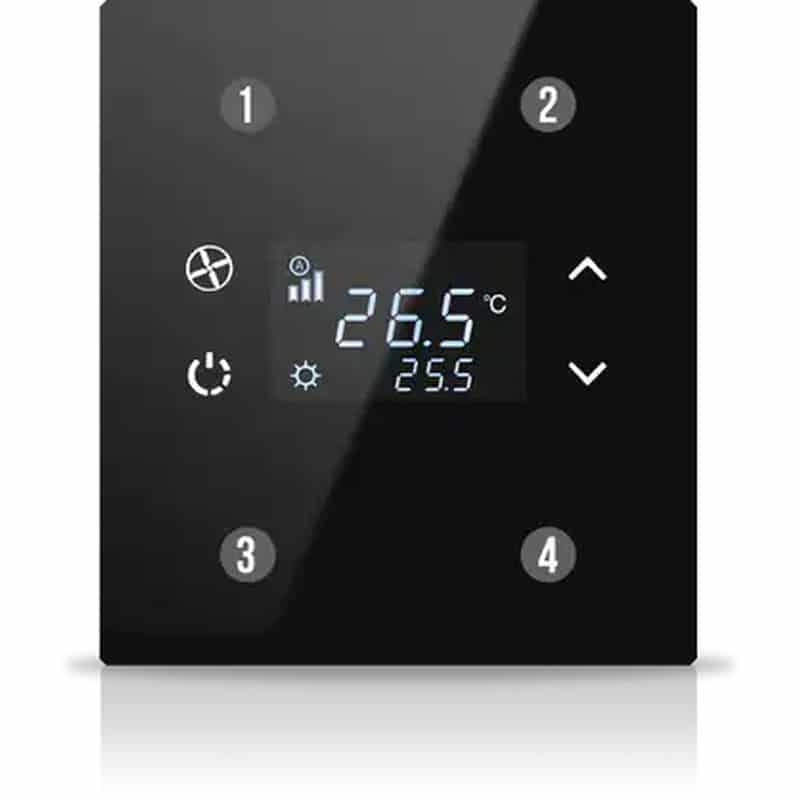 INT-RST2-0100F1-square-800 Intrerupator KNX 2F Rosa Solid Negru — EAE KNX Smart Home