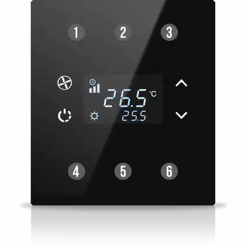 INT-RST3-0100F1-square-800 Intrerupator KNX 3F Rosa Solid Negru — EAE KNX Smart Home