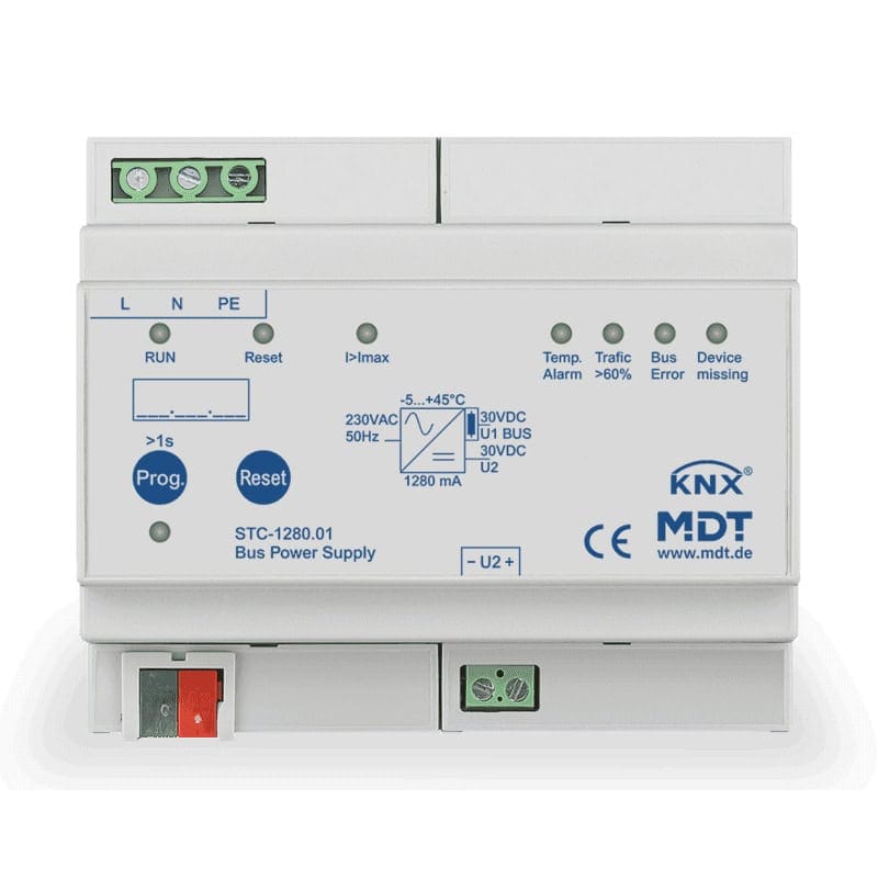STC-1280.01-square-800 KNX Bus Power Supply 1280mA Diagnostic MDRC KNX STC-1280.01 MDT