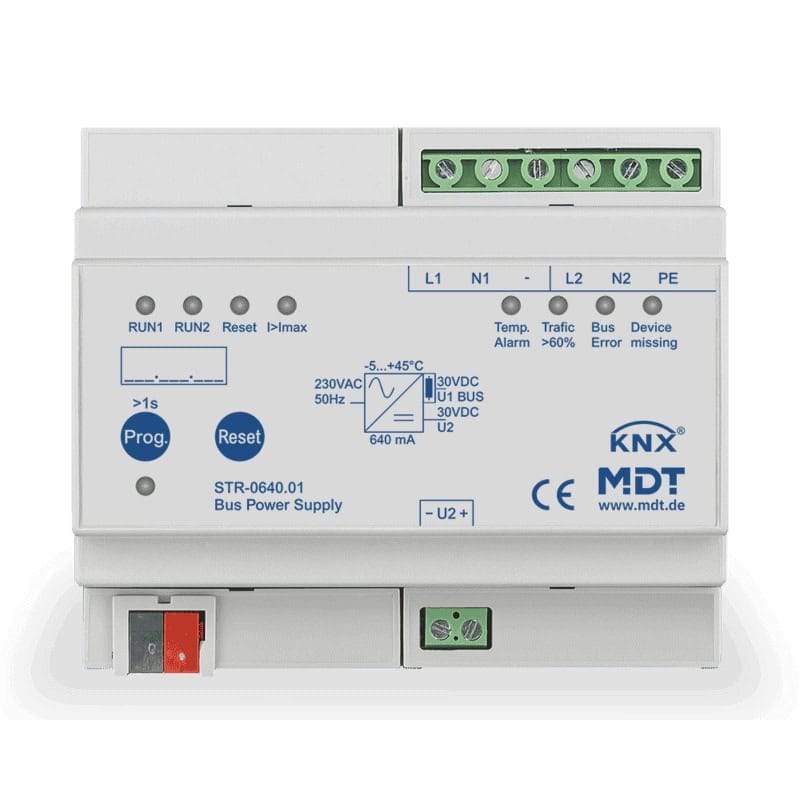 STR-0640.02S-square-800 KNX Redundant Bus Power Supply with Diagnostics – 640 mA, 6 SU, Secure KNX STR-0640.02S MDT