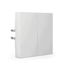 KNX Push Button Light 63 – 2-Gang RGBW Switch Control with Temperature Sensor, Studio White Glossy, Secure KNX TAL-63T2B04.02S MDT