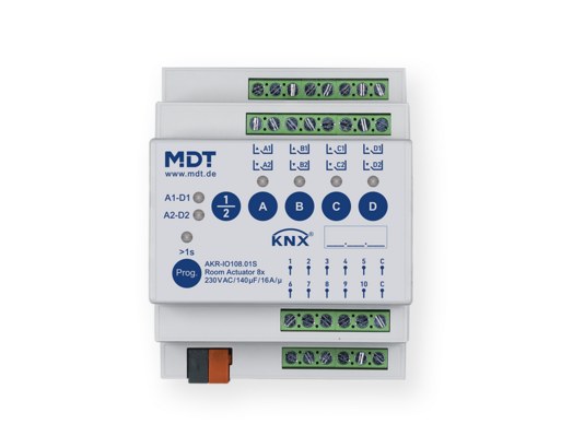knx-akr-io108-01s-oficial KNX Room Actuator 8-Channel 16A 10 Inputs Secure 4 SU DIN Rail AKR-IO108.01S — MDT - imagine 1