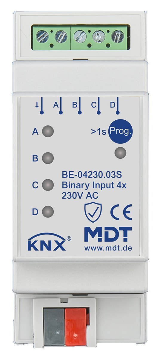 knx-be-04230-03s-produs KNX Binary Input 4-Channel 230V AC Secure DIN Rail BE-04230.03S — MDT - imagine 1