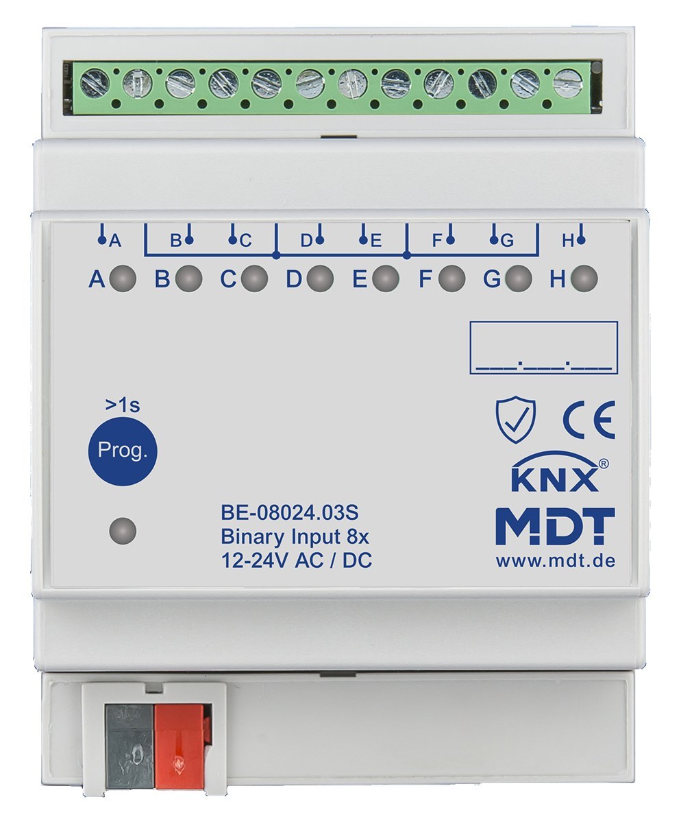 knx-be-08024-03s-produs KNX Binary Input 8-Channel 24V AC/DC Secure DIN Rail BE-08024.03S — MDT - imagine 1