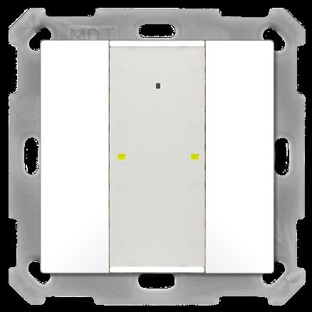 knx-be-ta55p2-02-produs KNX Push Button Plus 55 2-Button Pure White Matt BE-TA55P2.02 — MDT - imagine 1