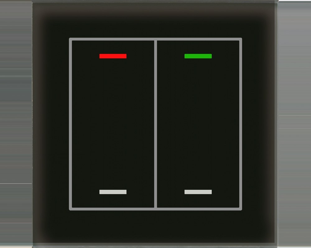 knx-gtl-200s-02s-produs KNX Glass Push Button II Light 2-Button Neutral RGBW Black Secure GTL-200S.02S — MDT - imagine 1