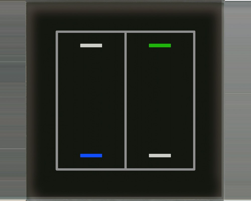 knx-gtl-2t0s-02s-produs KNX Glass Push Button II Light 2-Button Neutral RGBW Black with Temperature Sensor Secure GTL-2T0S.02S — MDT - imagine 1