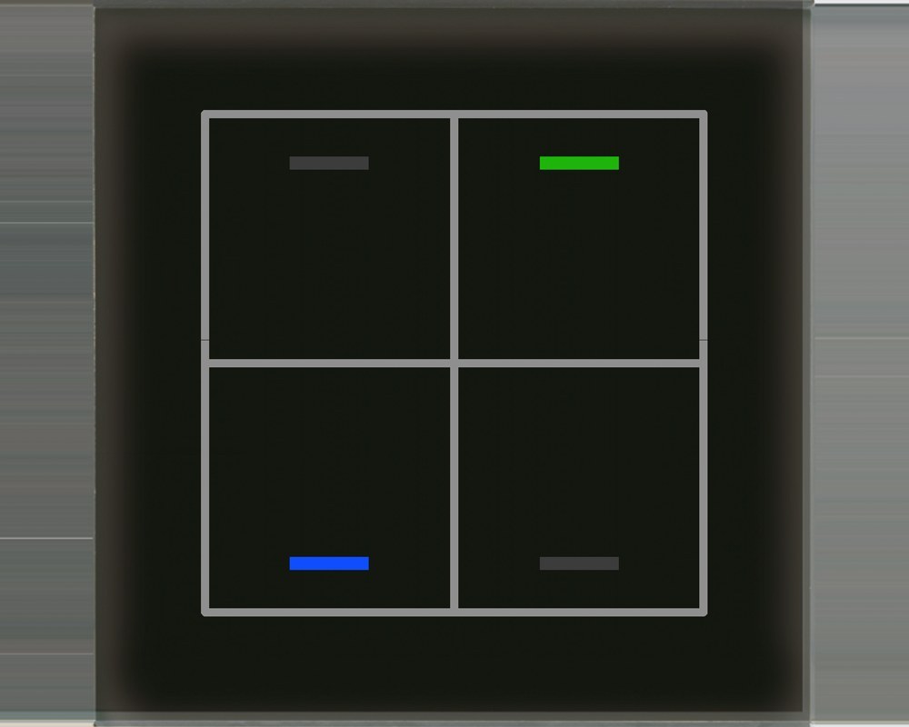 knx-gtl-400s-02s-produs KNX Glass Push Button II Light 4-Button RGBW Neutral Black Secure GTL-400S.02S — MDT - imagine 1