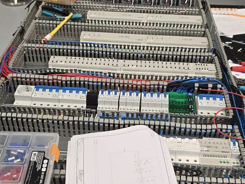 Asamblarea tabloului KNX în atelier